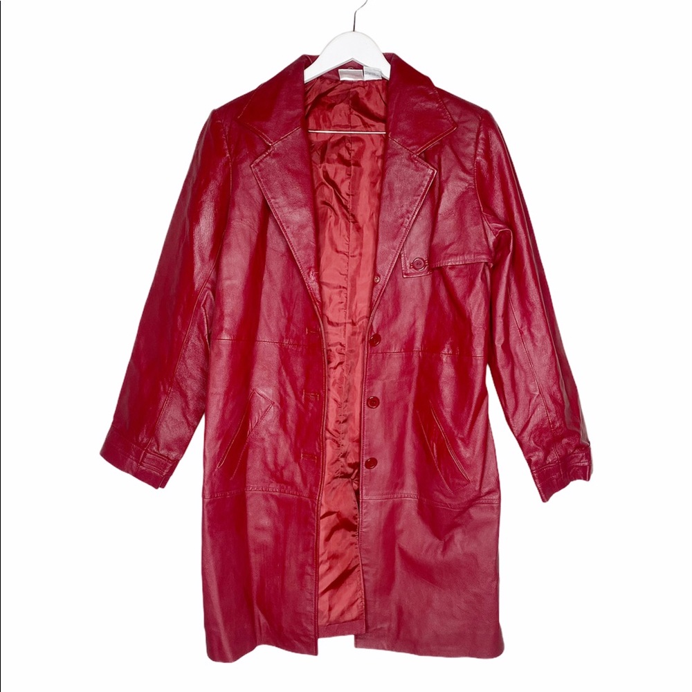 NEWPORT NEWS VTG Leather Trench Coat Jacket